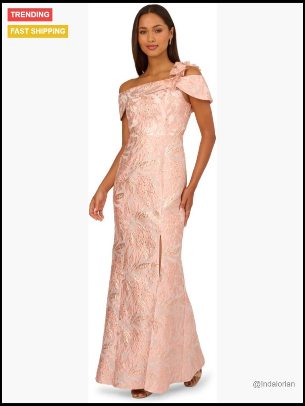 3D Floral Jacquard Mermaid Gown with Slit for Formal Events